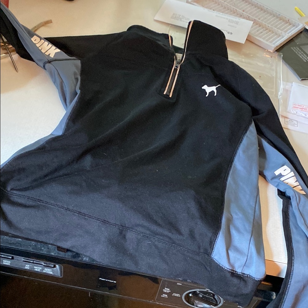 PINK Victoria's Secret Black and Gray V-Neck Sweater